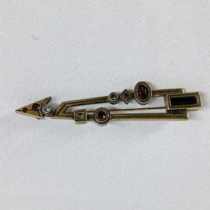 Patricia Locke Handcrafted Gold Multicolor Swarovski Crystal Arrow Brooch